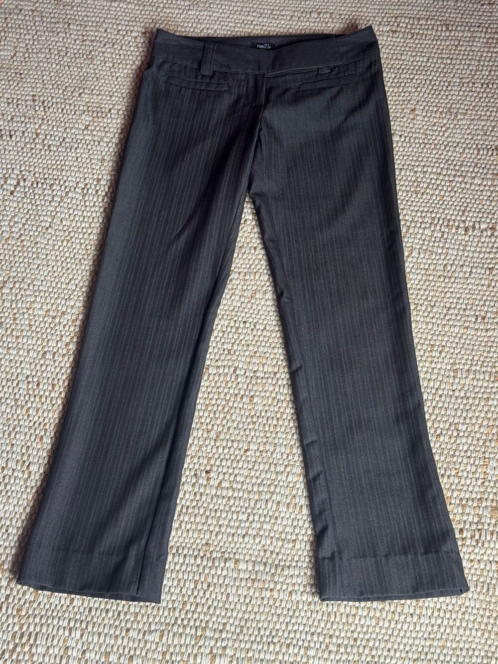 Vintage Y2K rue21 Low Rise Pinstripe Flare Trousers Grey / Black Office Siren S